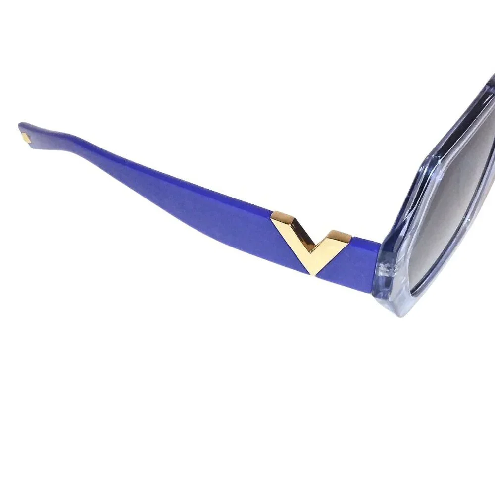WOMEN'S ROYAL BLUE & GOLD ACCENT OCTAGON FASHION SUNGLASSES